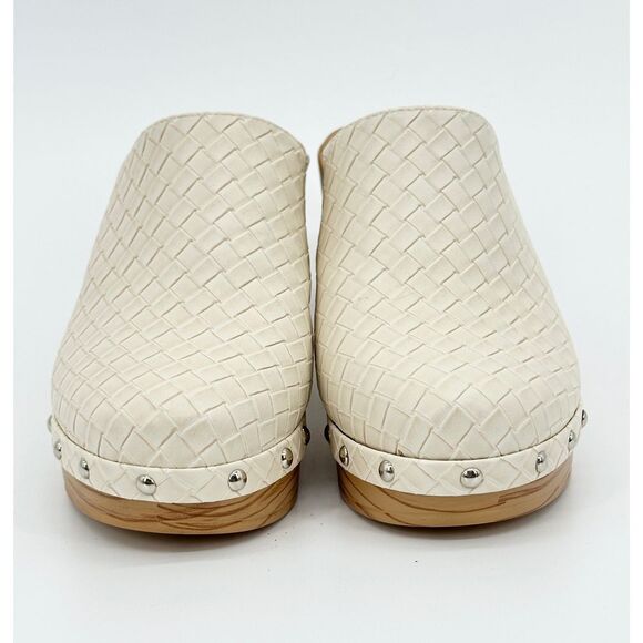 Atalina White  Leather Clog Women's Shoes Sz 8.5 W Crosshatch Pattern Comfy New! - Picture 2 of 8